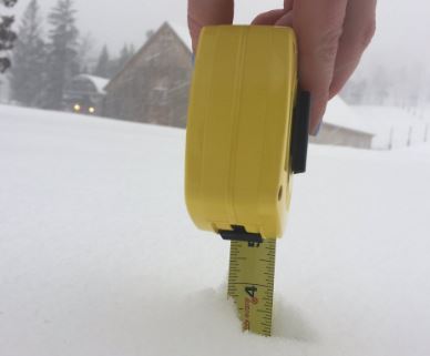 Mount Snow Update – Just about 4″ in the base area so far